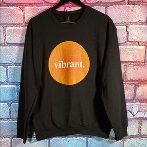 Gildan Black Heavy Blend Sweatshirt “Vibrant.” Graphic Crewneck Pullover M